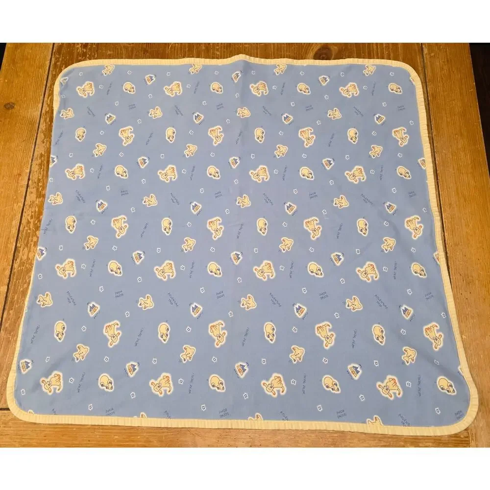 Carter's Vintage EMU Namae Blue Dog Airplane Baby Blanket Blue Yellow 28 X 34